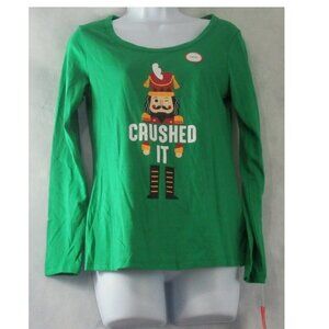 Family Pajamas Women's Pajama Top, Green Christmas Nutcracker, XS